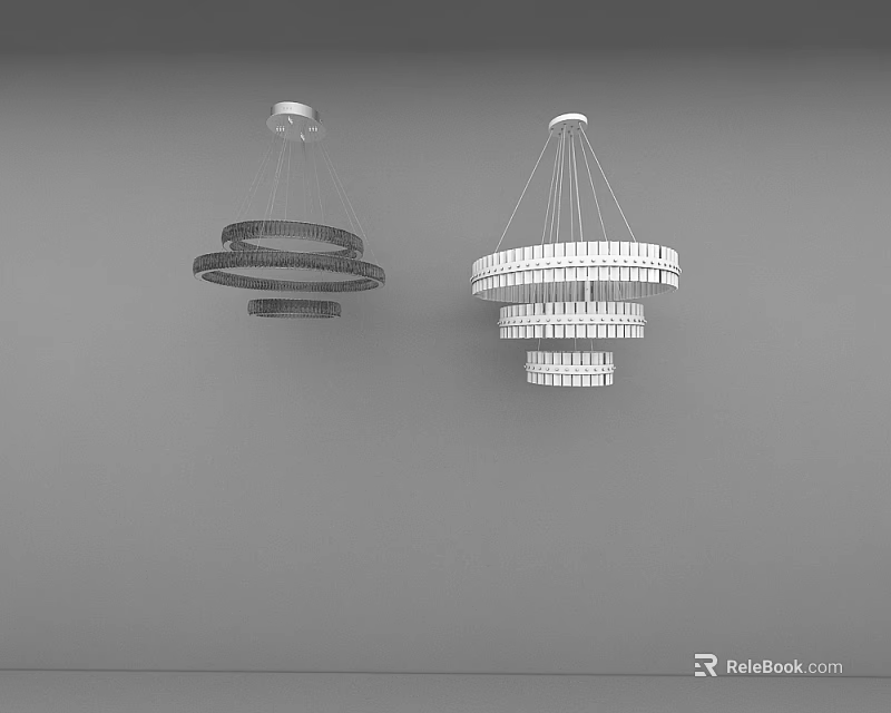 Modern Spiral and Multi Layered Circular Pendant Lights Design for Interior Spaces 3d model