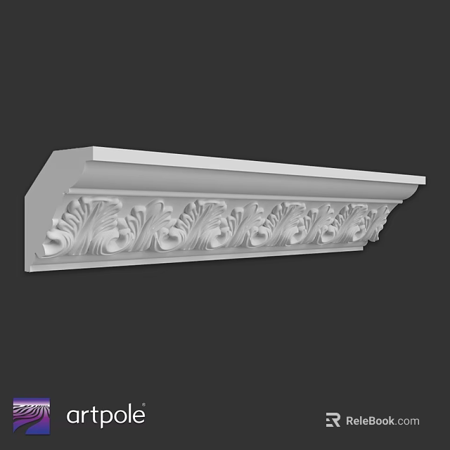 Elegant White Decorative Component With Detailed Carved Patterns For Architectural Decoration 3d model 