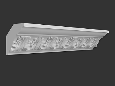 Elegant White Decorative Component With Detailed Carved Patterns For Architectural Decoration 3d model