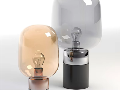 Modern Table Lamp With Transparent And Brown Glass Shade Black Copper Base 3d model