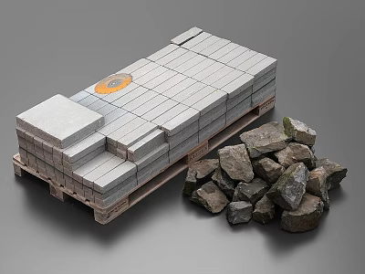 Natural Stone And Wood Materials For Construction Projects 3d model