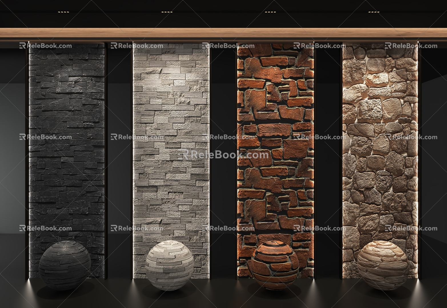 Stone culture stone wall background 3d model