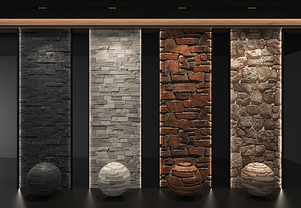 Stone culture stone wall background 3d model