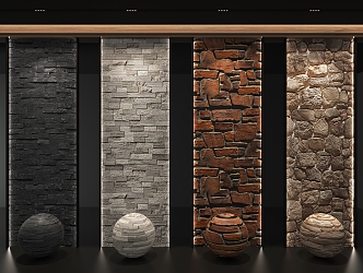 Stone culture stone wall background 3d model