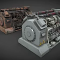 Industrial Mechanical Equipment With Complex Metal Pipes Gears And Gray Brown Structure