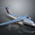 Silver Airplane Model With Blue Tail Twin Engines Sleek Smooth Surface On Black Background 3d model