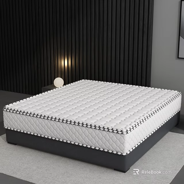 Modern Comfortable Mattress With Quilted Diamond Pattern And Black White Trim 3d model 