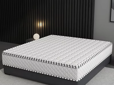 Modern Comfortable Mattress With Quilted Diamond Pattern And Black White Trim 3d model
