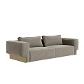 Light Gray Upholstered Two Seater Sofa With Gold Legs And Comfortable Cushions 3d model