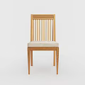 Modern Minimalist Dining Chair With Vertical Slat Back Wooden Frame And Beige Fabric Seat