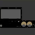 Vintage Black Portable Computer Device Featuring Open Screen Control Buttons And Speaker Grille