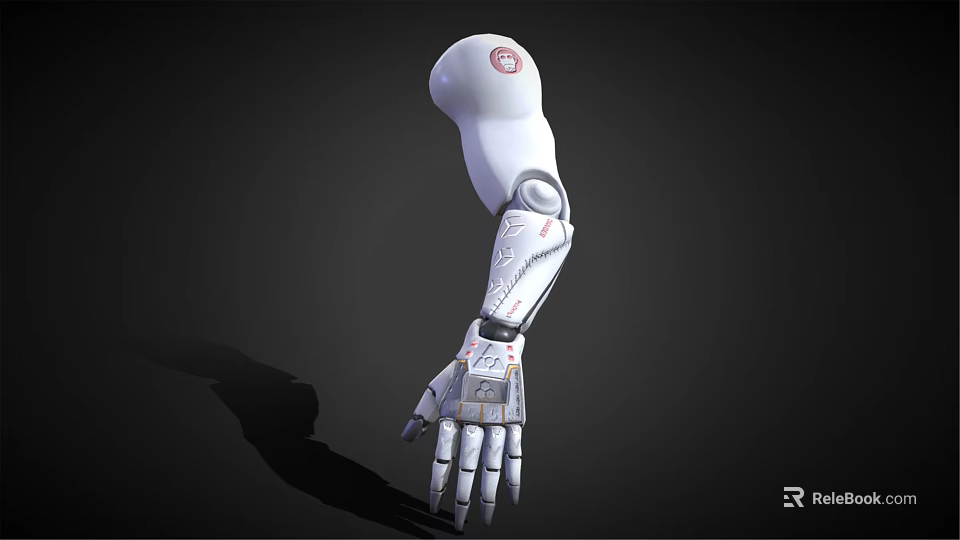 Robotic Arm With White Mechanical Design And Detailed Joint Structure 3d model 