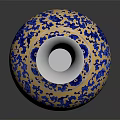 Blue And Gold Decorative Vase With Intricate Floral Patterns On Ceramic Body