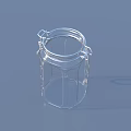 Transparent Glass Jar With Metal Clasp Containing Dark Liquid On Gray Background
