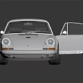 White Classic Sports Car With Open Doors And 3D Rendered Design On Dark Background