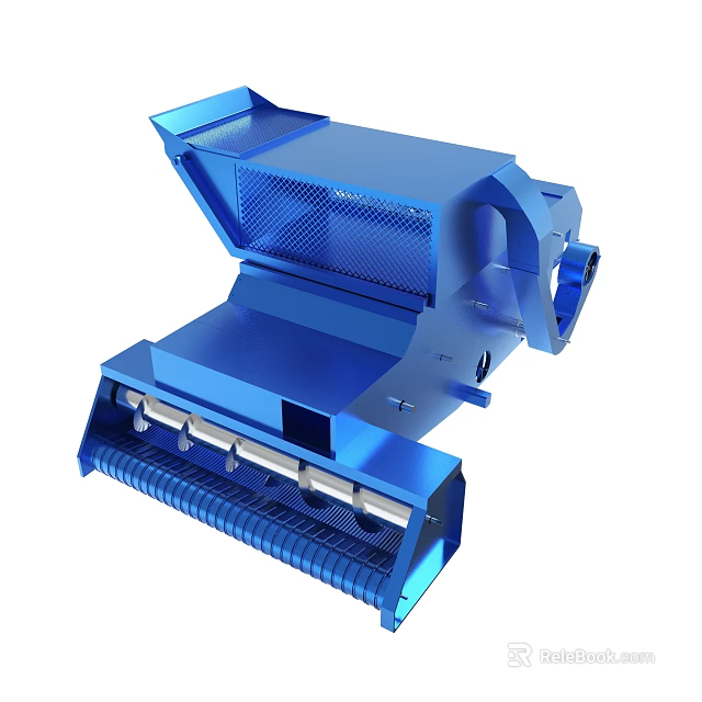 Blue Industrial Mechanical Component With Mesh Panel And Metal Frame Structure 3d model