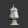 Elegant White Electric Kettle With Ornate Carved Design And Decorative Base