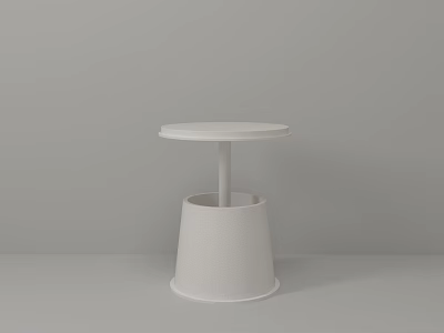 White Modern Side Table With Round Top And Cylindrical Base For Living Room 3d model