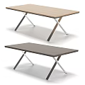 Modern Dining Tables With Wooden Tabletop And X Shaped Metal Legs In Light Dark Finishes