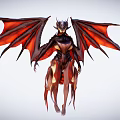 Fierce Mythical Dragon Like Game Character With Red Brown Wings And Spiked Armor