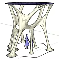 Modern White Illuminated Sculptural Art With Curved Hollow Design In Indoor Space