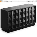 Stylish Modern Black Entryway Cabinet Sideboard With Triangular Pattern Textured Surface 3d model