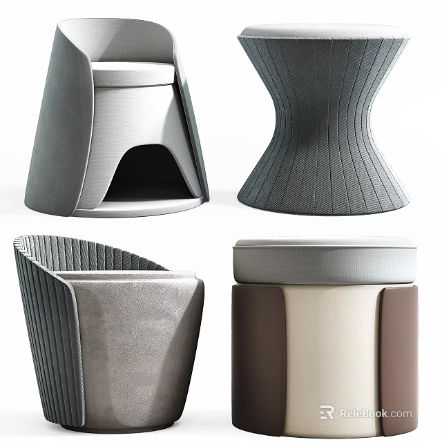 Modern Stylish Ottoman Designs With Various Colors Textures And Contemporary Styles 3d model 