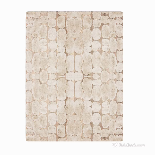 Stylish Square Rug With Geometric Circular Patterns In Neutral Beige Tones 3d model 