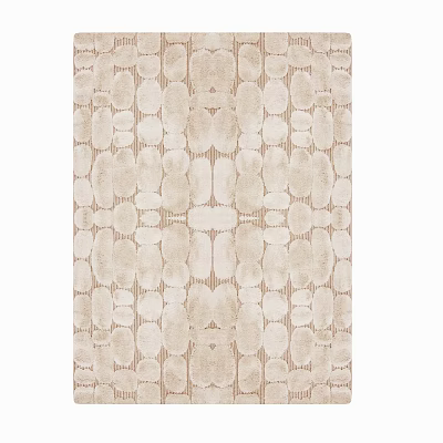 Stylish Square Rug With Geometric Circular Patterns In Neutral Beige Tones 3d model