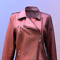 Red Leather Biker Jacket With Zipper Closure Lapel Collar And Pockets 3d model