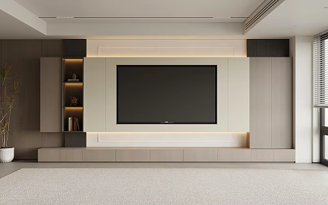 Living room modern minimalist living room TV background wall 3d model