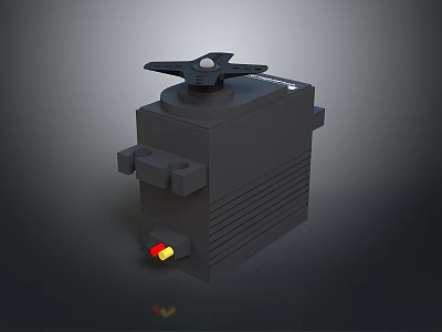 Black Electronic Servo Motor Unit With Control Knob And Colored Wiring Connector 3d model