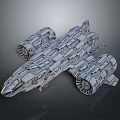 Sci Fi Futuristic Spaceship 3D Model With Metallic Structure And Large Engines 3d model