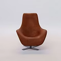 Comfortable Modern Brown Leather Leisure Chair With Stylish Metal Cross Base