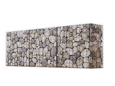 Gabion Structure Component With Natural Stone And Wire Mesh Construction 3d model