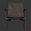 Gray Leather Leisure Chair With Wooden Arms And Metal Legs Modern Design