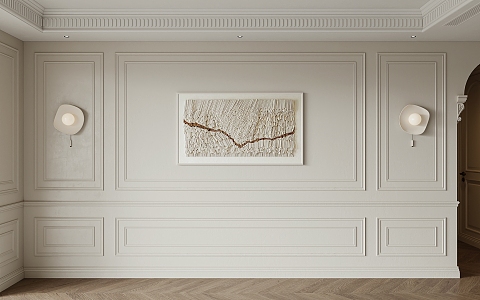 French background wall plaster line 3d model