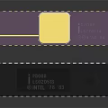 Purple and Black Integrated Circuits with Gold Pins and Labeled Packages