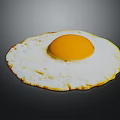 Sunny Side Up Fried Egg With Yellow Yolk On Dark Background 3d model