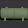 Green Cylindrical Industrial Storage Tank With Rustic Surface And Metal Supports