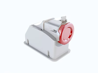 Durable White Control Device Featuring Red Circular Button And Stable Base 3d model