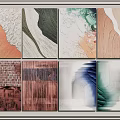 Abstract Colorful Textured Wall Art Collection With Diverse Patterns And Framed Design 3d model