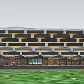 Modern School Building With Unique Architectural Design Green Roof And Geometric Facade