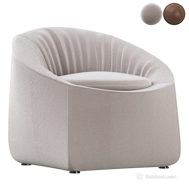 Modern Comfortable Single Sofa with Light Gray Fabric and Curved Design 3d model