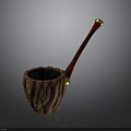 Handcrafted Wooden Smoking Pipe With Textured Bowl Red Stem And Gold Accent