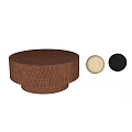 Round Wooden Coffee Table With Woven Design And Smooth Top Surface 3d model