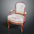 Vintage Accent Chair With Wooden Carved Frame And Floral Fabric Upholstery