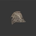 Intricate Metallic Helmet With Ancient Fantasy Style Eagle Beak Design And Hollowed Decorations