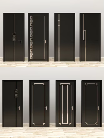 New Chinese Style Flat Door 3d model