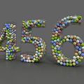 Vibrant Balls Arranged to Form Numbers Four Five Six in 3D Design